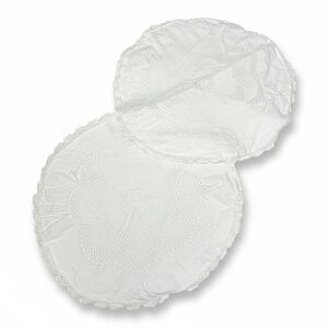 2 Round CottageCore White Pillow Covers Cases Ruffle Flower Floral Lace 15”